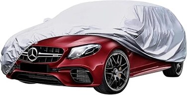 Universal car Cover Waterproof Paint Protection UV rain dust Snow Heat with Zipper Cotton Wheel Wind gust Straps (Midsize Sedans 183"-195" (465-495 cm))
