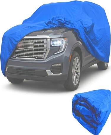 Waterproof Car Covers Replace for GMC, Blue All Weather Custom-fit Car Cover Windproof Bands for Snow Rain Dust Hail Protection