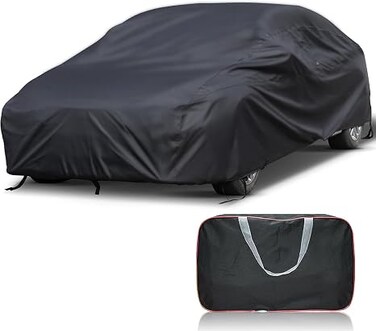 Car Cover Premium Black, Full Exterior Covers Protection UV Sun Snow Dust Storm Resistant,Vehiclecover Waterproof All Weather Fit for Automobiles 178-185 inch Long