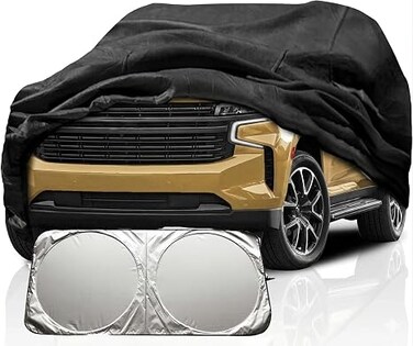 Car Cover for 2007-2023 Chevrolet Tahoe/Cadillac Escalade/GMC Yukon, 6 Layers Heavy Duty Waterproof Sun Rain UV Dust Snow Protection Outdoor Tahoe Car Cover with Cotton Lining and Zipper Sunscreen