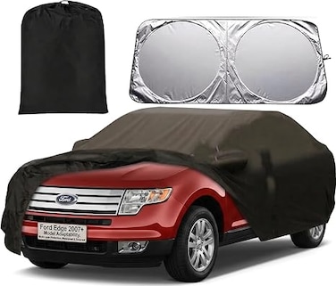 Car Cover for Ford Edge 2007-2024, Full Garage All-Weather Car Covers for Ford Edge, Waterproof Outdoor Cover with Zipper Door with sunscreen