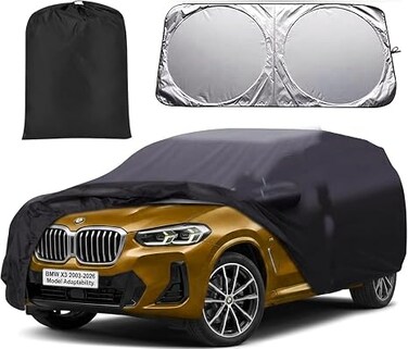 Car Cover for BMW X3 2003-2026, 7 Layers Waterproof Car Cover Accessories for X3 with Zipper Door, Windproof Straps, With sunscreen Anti-UV, All Weather