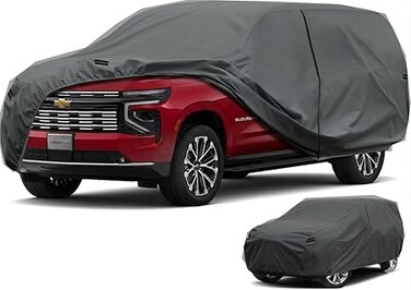 Heavy Duty Car Cover Waterproof All Weather, Full Exterior Covers Sun Rain UV Protection. Universal Fit Chevrolet Suburban,Jeep Grand Wagoneer L,GMC Yukon XL Denali,Lincoln Navigator L.