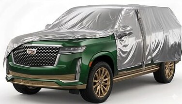 Waterproof Premium Car Covers Replace for 2007-2025 Chevy Suburban/GMC Yukon XL/Cadillac Escalade ESV, 10 Layers Heavy Duty All Weather Car Cover with Zipper Door for Snow Rain Dust Protection silver