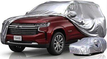 Car Cover for CHEVROLET TAHOE, GMC YUKON, CADILLAC ESCALADE GMC SIERRA (2007&ndash;2025) &ndash; All Weather Full Car Body Cover UV Rain Dust Protection (GMC YUKON, (2007&ndash;2025) &ndash; All) SILVER