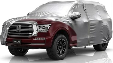 Premiu Car Cover for TANK 500 TANK 600 SUV &ndash; All-Weather Protection, Waterproof, UV Resistant &amp; Windproof &ndash; Heavy Duty Outdoor Cover with Mirror Pockets &amp; Storage Bag SILVER