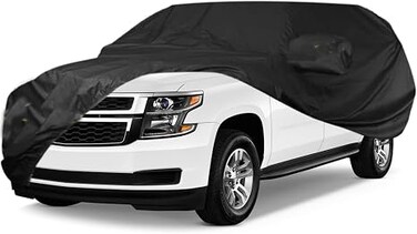 6 Layer Waterproof Car Cover for 2007-2023 Chevy Suburban/GMC Yukon XL/Cadillac Escalade ESV, All Weather 210T Windproof Car Covers with Door Zipper Up to 226&rdquo; L, for Sun Rain UV Protection