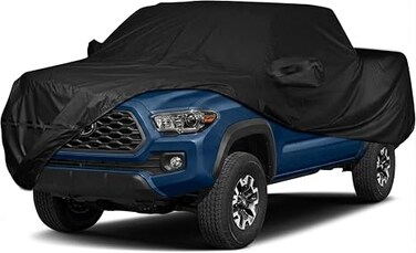 6 Layer Waterproof Car Cover for Toyo-ta Tacoma Double Cab 5ft Bed Truck Cover Accessories, All Weather 210T Windproof Car Covers with Door Zipper Up to 232&rdquo; L, for Sun Rain UV Protection