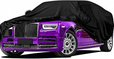 Black Premium All Weather 6-Layers Car Cover 210T Compatible with 2020-2026 Rolls Royce Cullinan Series II - Left Door Zipper, Security Lock and Mirror Pockets