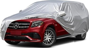 6 Layers SUV Car Cover Waterproof All Weather for Automobiles, Outdoor Full Size Cover Rain Sun UV Protection with Cotton, Universal Fit for SUV Jeep (201-206 inch) SILVER