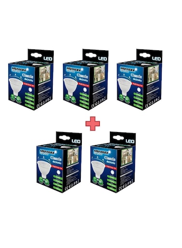 Milanlux Led Bulb Non-Dimmable 560 Lumen Day-Light White (6500) 7W = 45W, MR16, GU5.3 Base, Pack of 5 Value Pack