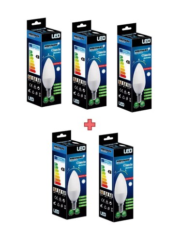 Milanlux Led Bulb, Non-Dimmable , 560 Lumen, Day-Light White (6500), 7W , E14 Base, Buy 3 Get 2 Free