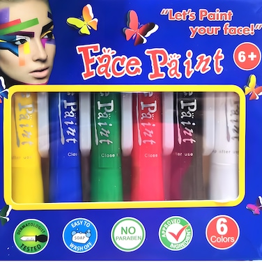 CRAFT MAGIC, Face Painting Kit for Kids, 6 Colors Water Based Face Paint Kit, Twistable and Washable Paint Sticks for National Day, Birthday, Halloween and Body Paints for Adults