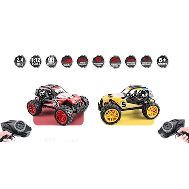 SAM Toys - 1:12 High Performing RC CAR (RED &amp; YELLOW)