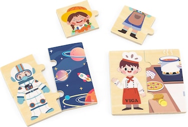 VIGA WOODEN JIGSAW PUZZLE MATCHING PROFESSIONS PUZZLE SET