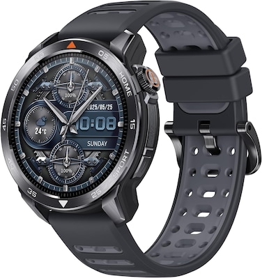 Mibro GS Pro2 Men's GPS Smartwatch with 1.43 Inch AMOLED, Robust Dial Stainless Steel with Bluetooth Call, 20 Day Battery, 5ATM Waterproof, Altimeter/Compass, Padel, for iOS and Android (Dark Grey)