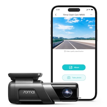 70mai True 2.7K 1944P Dash Cam M500, eMMC Built-in 128GB Storage, Powerful Night Vision with HDR, 170&deg; FOV, 24H Parking Surveillance, Time-Lapse Recording, Built in GPS, ADAS, iOS/Android App Control