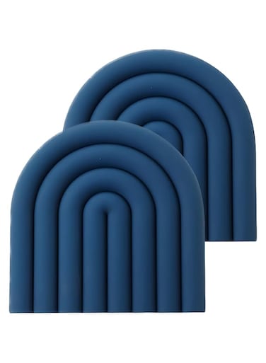 monomono 2 Stylish and Durable Silicone Trivets for Hot Pots and Pans - Colorful and Heat Resistant Pot Holders for Countertop, Hot Pads, Multi-Purpose Trivet Mats, Coasters (Dark Blue, Set of 2)