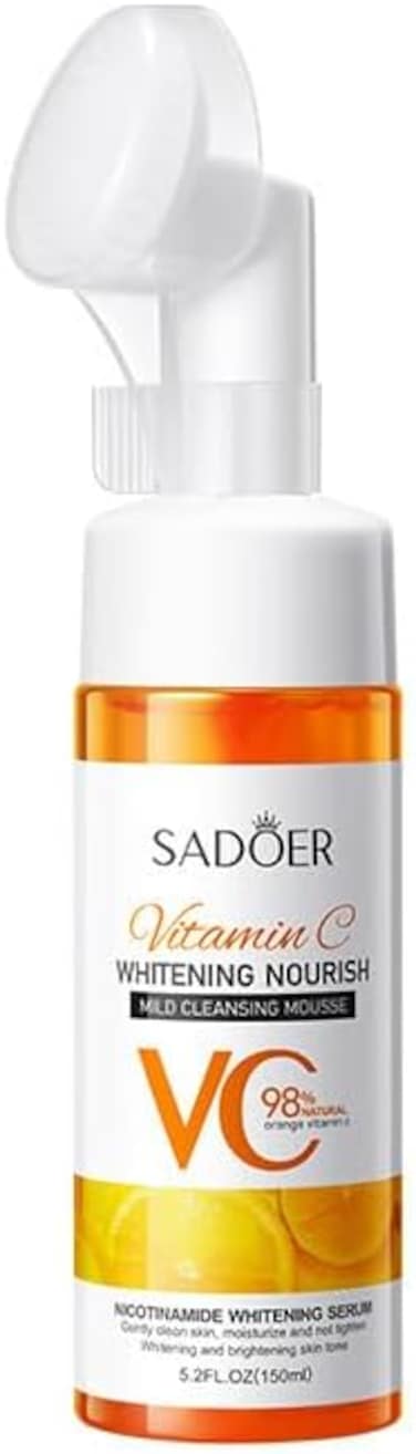 SADOER Vitamin C Cleansing Mousse + Niacinamide Brightening Serum Set &ndash; Gentle Foam Face Wash Deep Pore Clean Hydrating Glow Skin Dark Spot Care Daily Skincare Routine 150ml