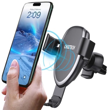 حامل هاتف للشحن اللاسلكي بقوة 10 واط، حامل هاتف للسيارة CHOETECH 1536-S201ABBK - أسود