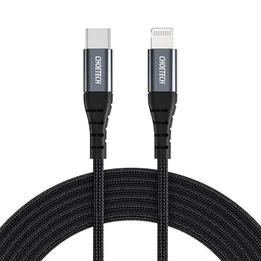 CHOETECH IP0041 MFI USB-C to Nylon Braid Lightning Cable - Black