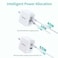 CHOETECH PD8002-UK-WH 60W 2-Port PD USB C Foldable Fast Charging Adapter - White
