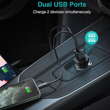 شاحن سيارة QC3.0 ثنائي المنفذ 36 واط CHOETECH C0051-BK - أسود