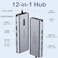CHOETECH 12-in-1 USB-C Multiport Adapter with Digital Display - Grey