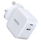 شاحن حائط سريع بمنفذين PD+ QC بقدرة 38 وات، CHOETECH PD5002-UK-WH - أبيض
