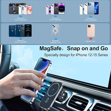 CHOETECH T200F-201 15W (Max) Magsafe Car Mount Wireless Car Charger - Black