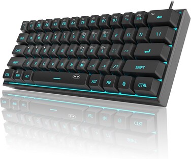 MageGee TS91 60% Gaming Keyboard,Waterproof Ultra-Compact Mini 61 Keys Keyboard RGB Backlit Portable Computer Keyboard for Mac Windows Laptop Xbox PS PC (Black)