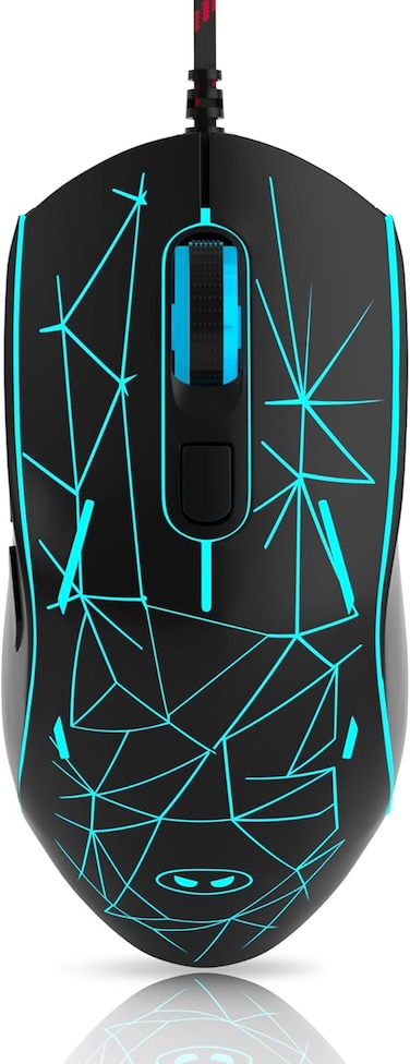 MageGee G6 Wired Gaming Mouse, Ergonomic USB Optical Mouse with 7 Colors Breathing LED Backlit, 6 Adjustable DPI Levels from 600 to 3200 for Laptop PC Computer Games &amp; Work, Black