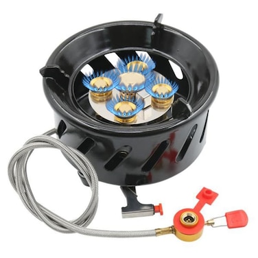 موقد تخييم قابل للطي بخمسة النواة بقوة 15800 واط، موقد غاز حديدي محمول للأماكن الخارجية والصيد والتنزه سيرًا على الأقدام والسفر والطهي، موقد غاز أوميغا 5 ZYZY-45