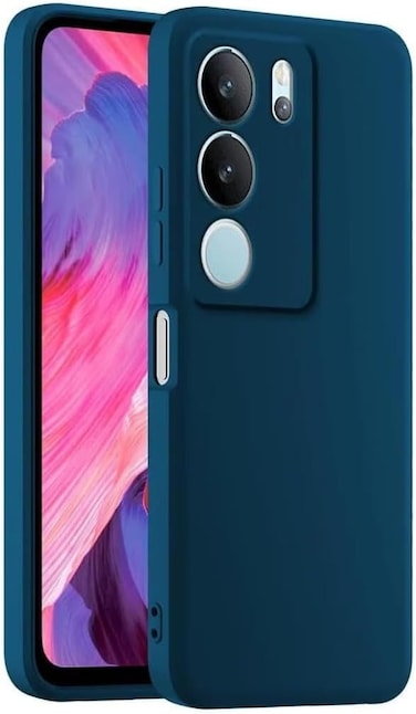 Vivo Y19s Liquid Silicon Case, Soft Microfiber Lining Cushion Slim Shell Shockproof Protective Soft Gel Rubber Matte Finish Cover Camera Protection Case for Vivo Y19S 2024 (Blue)