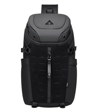 Waterproof Crossbody Sling Bag for Men With Tripod Holder, Umbrella Pocket, Tablet Organizer, Anti-Theft Shoulder Bag, Tech-Ready Sports Bag, Black, 9730