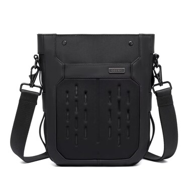 Water-Resistant Oxford Mini Messenger Crossbody Bag With Anti-Theft Design, 30 x 26 x 7 cm, Multi-Compartment Daily Urban Bag, Black, 9783