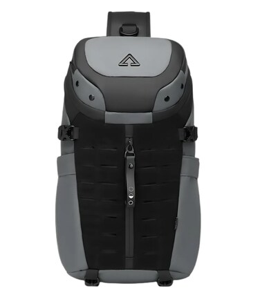 Waterproof Crossbody Sling Bag for Men With Tripod Holder, Umbrella Pocket, Tablet Organizer, Anti-Theft Shoulder Bag, Tech-Ready Sports Bag, Grey, 9730