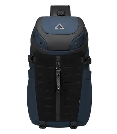 Waterproof Crossbody Sling Bag for Men With Tripod Holder, Umbrella Pocket, Tablet Organizer, Anti-Theft Shoulder Bag, Tech-Ready Sports Bag, Blue, 9730