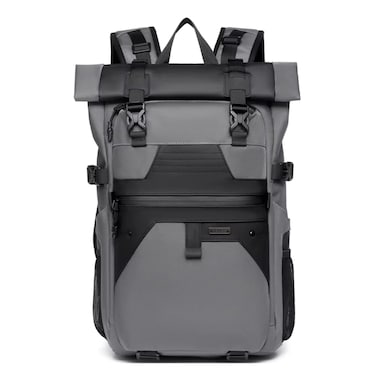 OZUKO 9761 Roll-Top Backpack, Oxford Fabric, 30x18x52cm, Waterproof Travel Business Bag, Expandable 28L-38L Capacity, Anti-Theft Design (Grey)