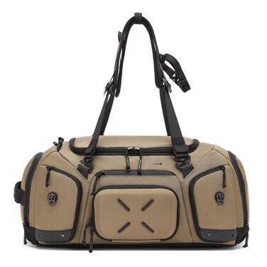 Waterproof Travel Backpack for Gym Camping and Weekender Use with 46L Large Capacity Sneaker Compartment, Brown, 9834