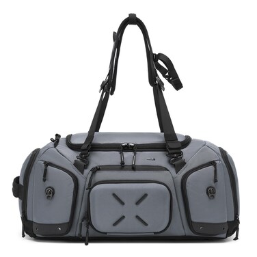 Waterproof Travel Backpack for Gym Camping and Weekender Use with 46L Large Capacity Sneaker Compartment, Grey, 9834