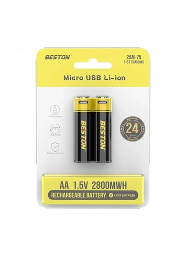 Beston Rechargeable AA Battery 1.5V Micro USB - Pack of 2