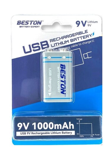 Beston 9V Rechargeable Battery 1000mAh Type C - Pack of 1