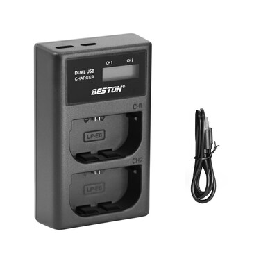 Beston 2 Slot Smart LCD Charger For Canon LP-E6