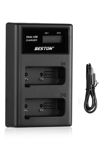 Beston 2 Slot Smart LCD Charger For Nikon EN-EL9