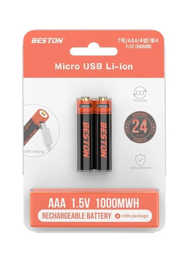 Beston Rechargeable AAA Battery 1.5V Micro USB - Pack of 2