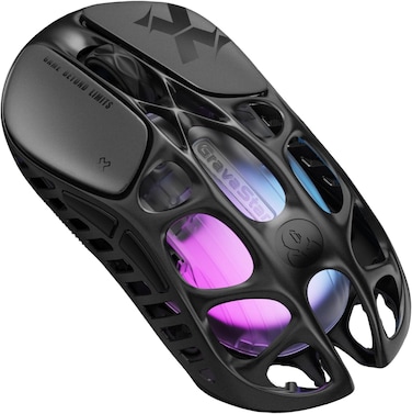 GravaStar Mercury X Wireless Gaming Mouse &ndash; 32,000 DPI PAW 3950 Sensor, 1000Hz Polling Rate, Only 49g, Magnesium Alloy Hollow Frame, RGB Lighting, 5 Programmable Buttons