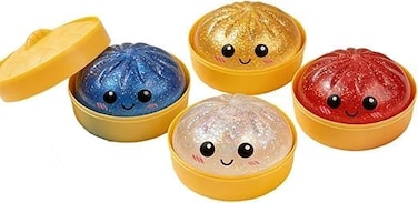 4 PCS Random  Glitter Dumpling Squishy, Dumpling Stress Ball,2026 New Soft Squeeze Anxiety Relief Fidget Toy, Decompression Dough Sensory Toy, Sparkly Dumplings Stretchy Squishy (4pcs)
