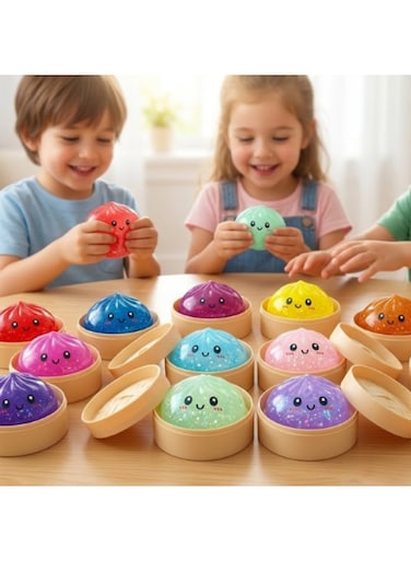10 PCS Random  Glitter Dumpling Squishy, Dumpling Stress Ball,2026 New Soft Squeeze Anxiety Relief Fidget Toy, Decompression Dough Sensory Toy, Sparkly Dumplings Stretchy Squishy (4pcs)