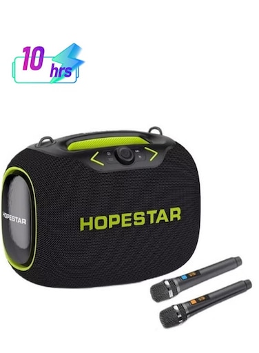 HOPESTAR Party Box 120W Portable Bluetooth Speaker with Dual Wireless Microphones, 20W Fast Charging, IPX6 Waterproof, 10-Hour Playtime, RGB Lights &ndash; Ideal for Outdoor, Karaoke,